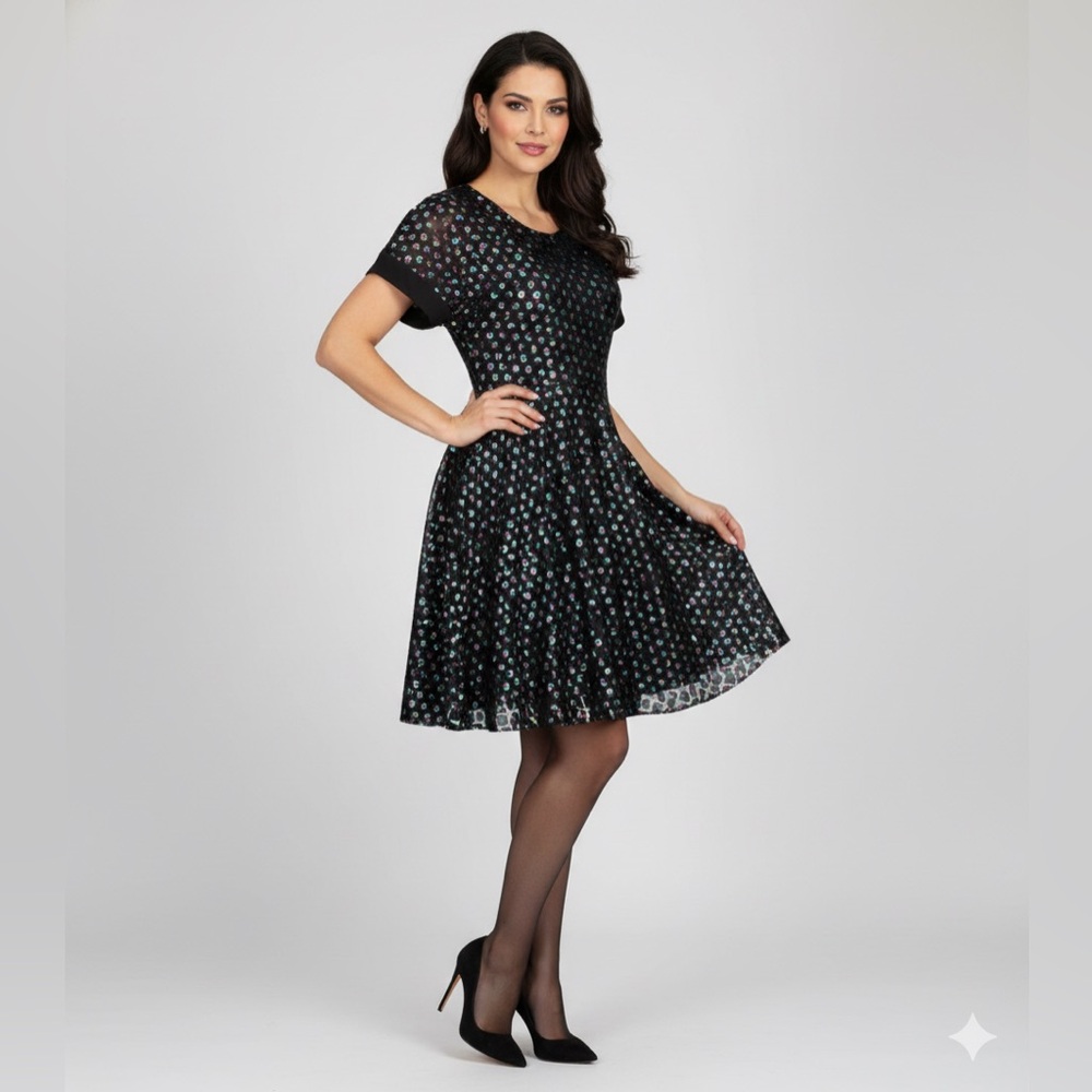 NWT Emporio Armani Abstract Dot Box Pleat‎ Mini Dress IT 42 US 6 MSRP $1095